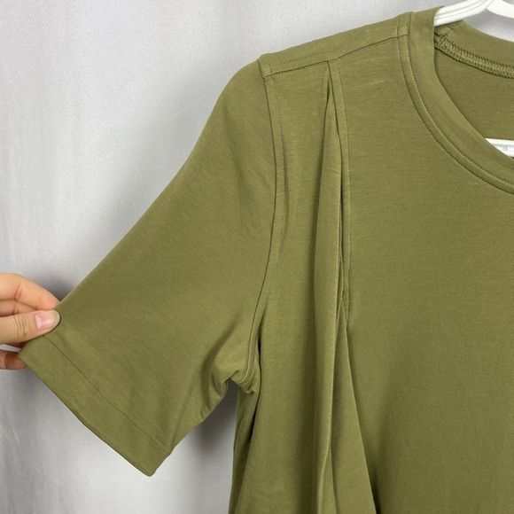 Lululemon Cotton Wrap-Front T-Shirt Dress - Bronze Green - Size 6 - Picture 8 of 11
